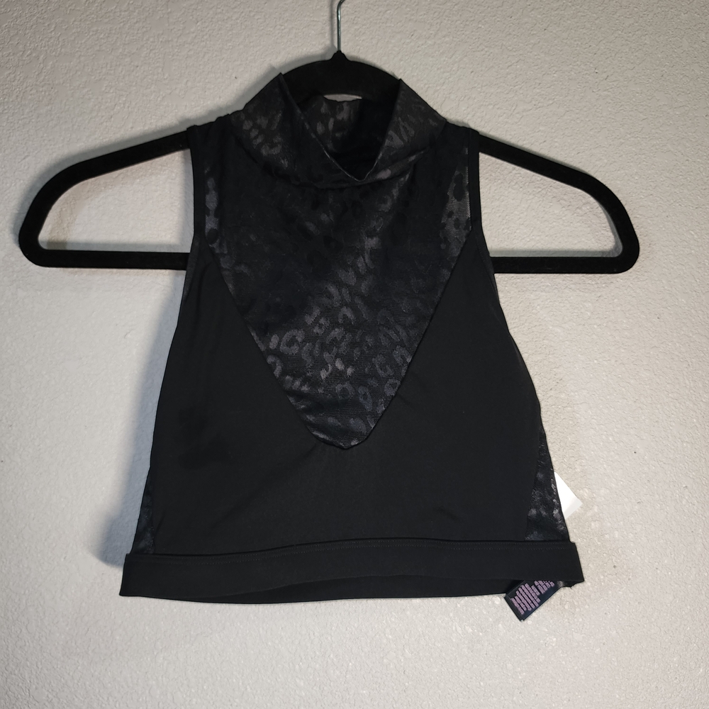 Black Sleeveless Leopard Print Top